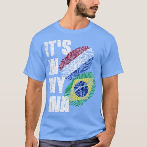 Brazilian And Netherlands Mix DNA Heritage Flag T_Shirt