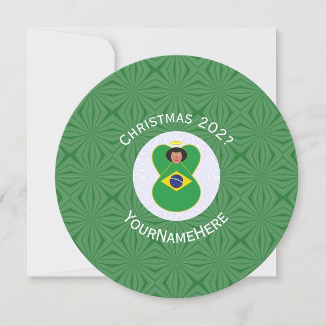 Brazilian Angel Christmas Flag Personalized  Invitation (Front)