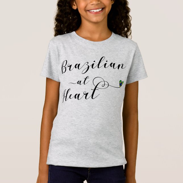 Brazilian At Heart, Brasil Flag T-Shirt (Front)