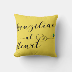 Brazilian At Heart Throw Cushion, Brazil Pillow