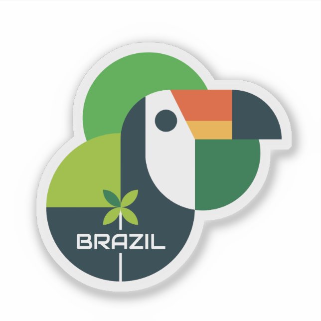 Brazilian Bird Geometric Toucan Personalized Art Sticker (Front)