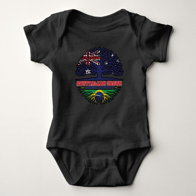 Brazilian Brazil Australian Australia Tree Roots Baby Bodysuit (Front)