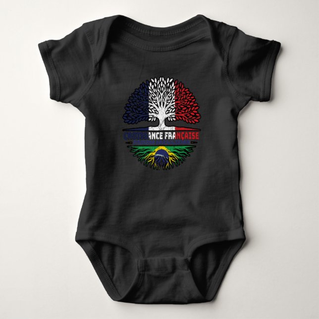 Brazilian Brazil French France Tree Roots Flag Baby Bodysuit (Front)