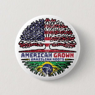 Brazilian Brazil US American USA United States Button