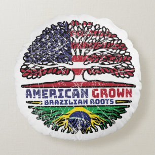 Brazilian Brazil US American USA United States Round Pillow