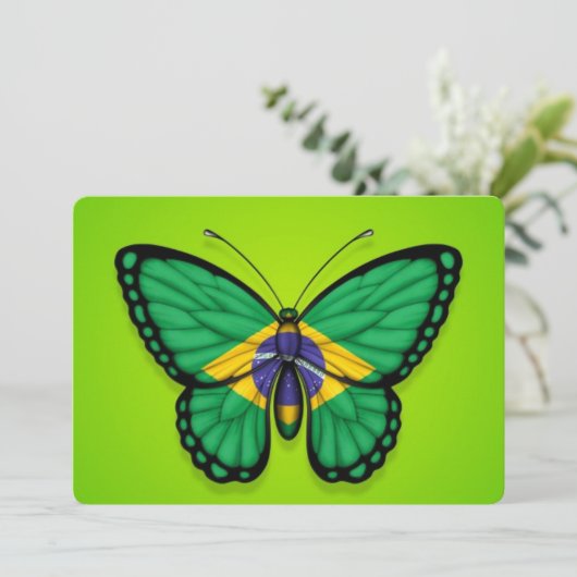 Brazilian Butterfly Flag on Green (Standing Front)