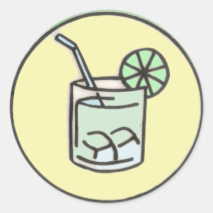 brazilian caipirinha cocktail classic round sticker