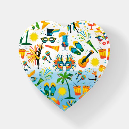 Brazilian Carnaval symbols colorful pattern Paperweight