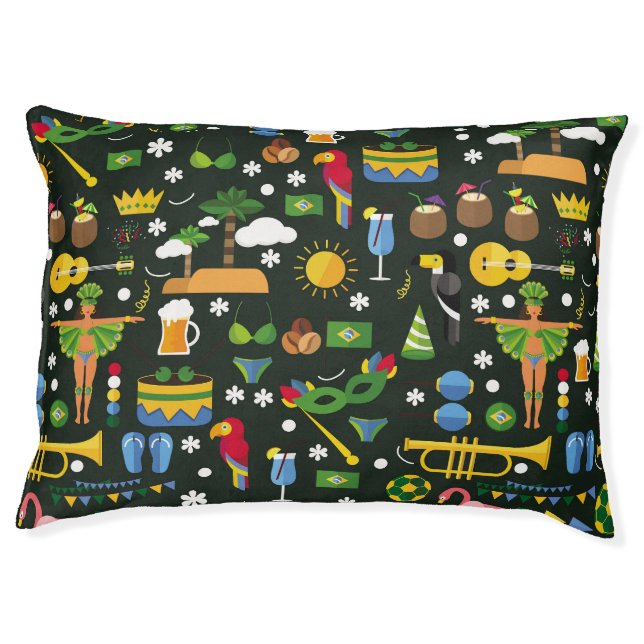 Brazilian carnival, vintage flat texture. pet bed (Front)