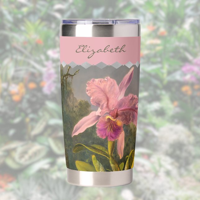 Brazilian Cattelya Orchid Hummingbird Monogrammed Insulated Tumbler (Creator Uploaded)