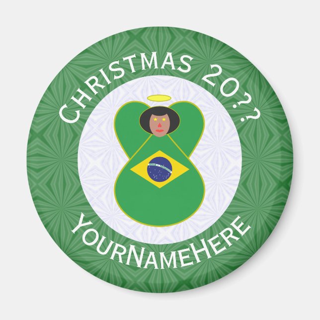 Brazilian Christmas Angel Flag Personalized  Magnet (Front)