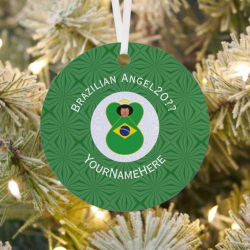 Brazilian Christmas Angel Flag Personalized  Metal Ornament