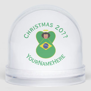 Brazilian Christmas Angel Flag Personalized  Snow Globe