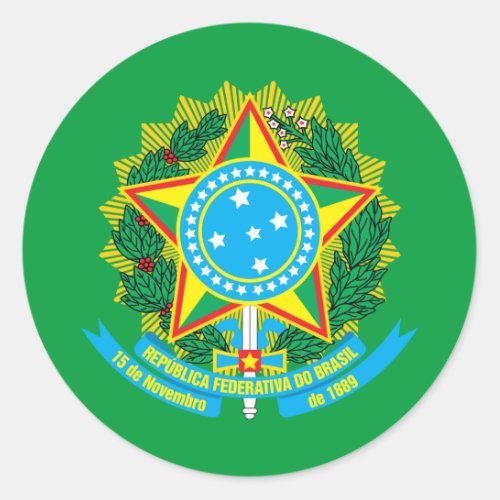 Brazilian Coat of Arms Brazil Classic Round Sticker