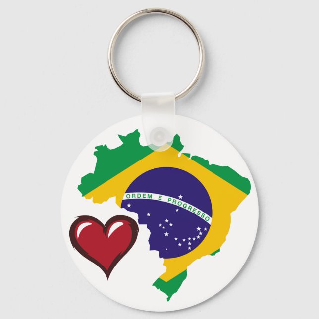 Brazilian country flag red heart keychain (Front)