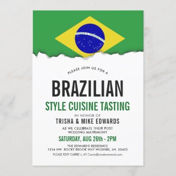 Brazilian Cuisine | Party Flag White Invite by HappyPlanetShop at Zazzle