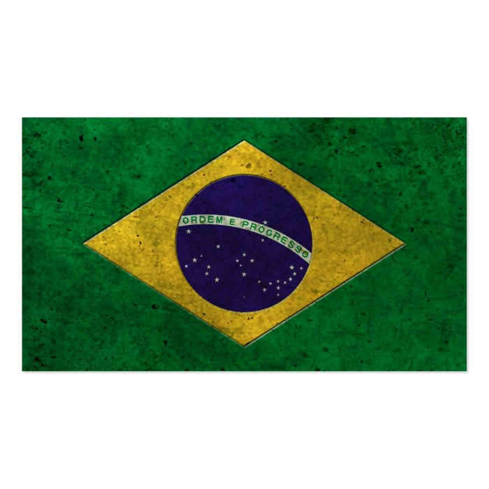 Brazilian Flag Aged Steel Effect Business Cards