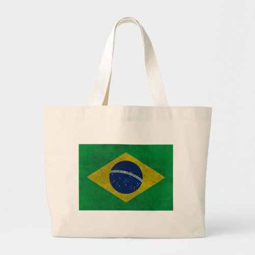 Brazilian flag Aged Style Large Tote Bag