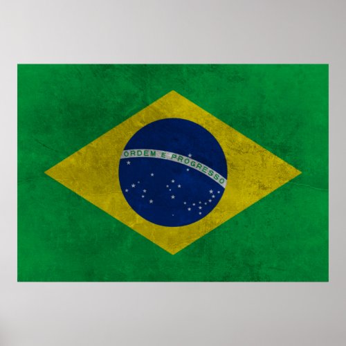 Brazilian flag Aged Style Poster