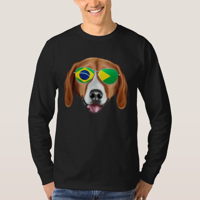 Brazilian Flag American Foxhound Dog Brazil Pocket T-Shirt (Front)