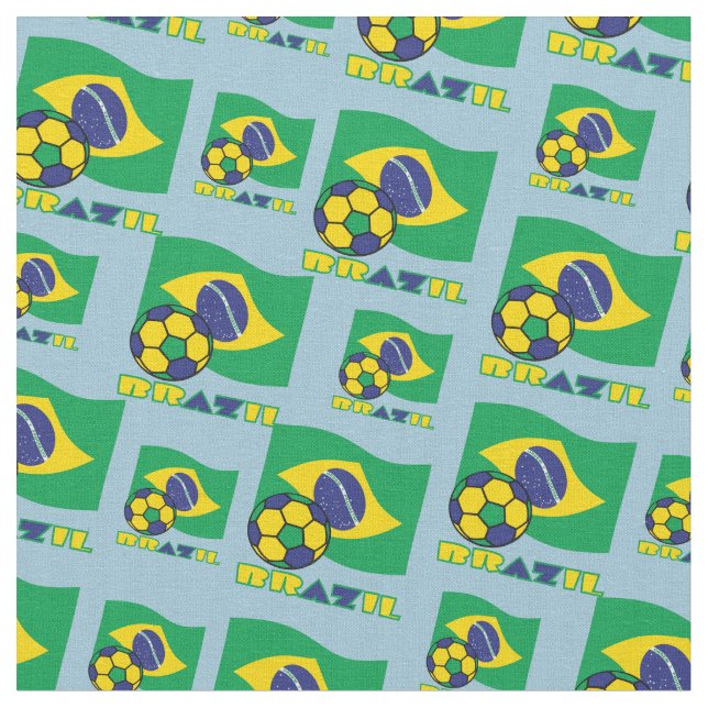 Brazilian Flag and Soccer Ball Fabric (Close Up)