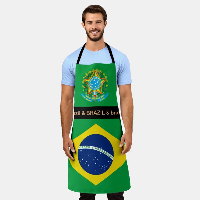 Brazilian Flag Apron, Brazil Chefs kitchen Apron (Worn)