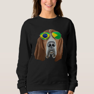Brazilian Flag Basset Hound Dog Brazil Pocket Sweatshirt