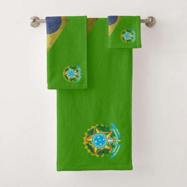 Brazilian flag bath towel set (Insitu)