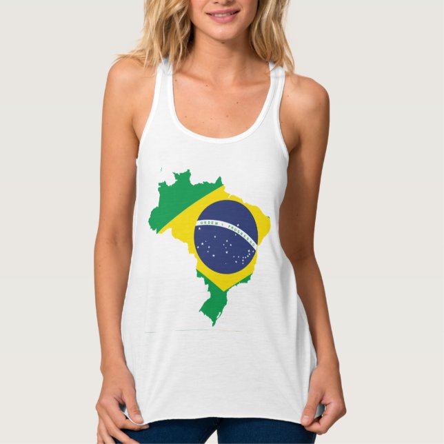 Brazilian Flag Brazil Map Sports-Tee Graphic Tank Top (Front)