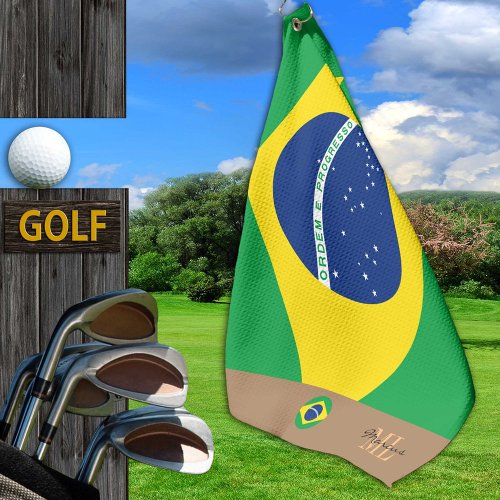 Brazilian flag  Brazil monogrammed Golf sports Golf Towel