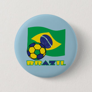 Brazilian Flag Brazil Soccer Ball Pinback Button