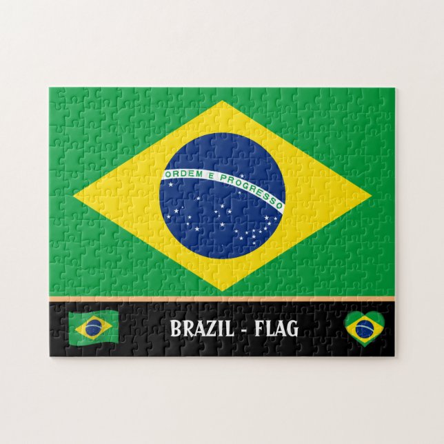 Brazilian Flag & Brazilian country / Brazil Jigsaw Puzzle (Horizontal)