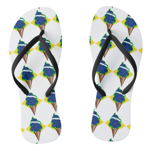 Brazilian flag cartoon ice cream flip flops