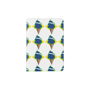 Brazilian flag cartoon ice cream passport holder