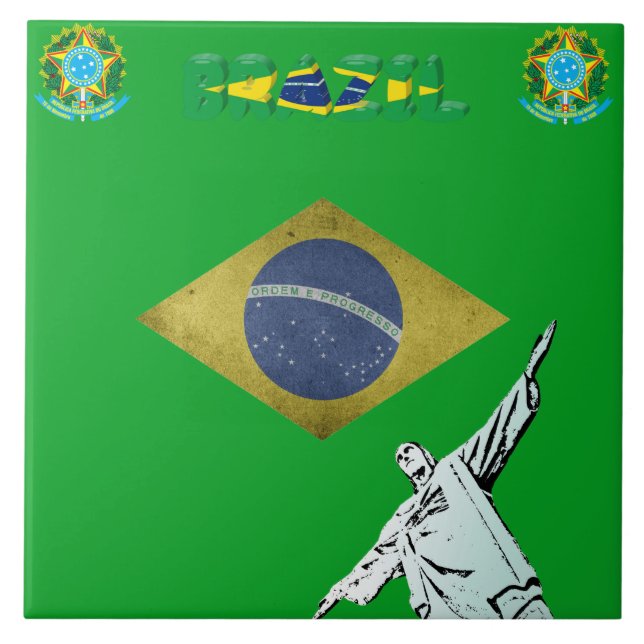 Brazilian flag ceramic tile (Front)