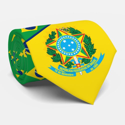 Brazilian Flag  Coat of Arms Brazil Neck Tie