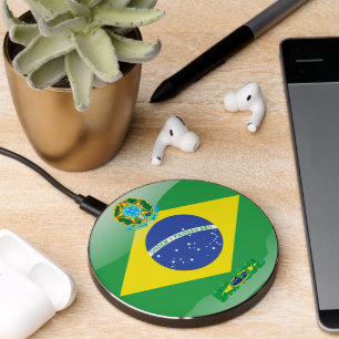 Brazilian flag-coat of arms wireless charger 
