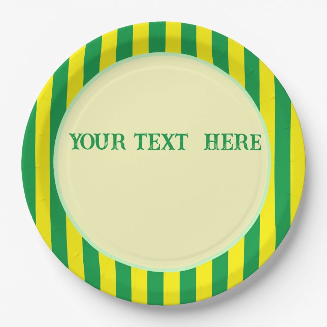 Brazilian Flag Colors Custom Text  Paper Plates (Front)