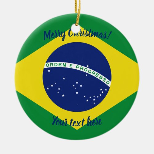 Brazilian flag custom Christmas tree photo Ceramic Ornament