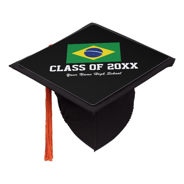Brazilian flag custom class of graduation party graduation cap topper (Angled)