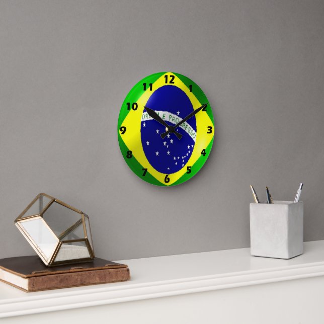 Brazilian Flag Design Round Clock (Office)