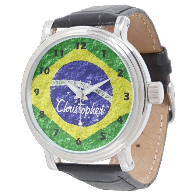 Brazilian Flag Design Watch (Angled)