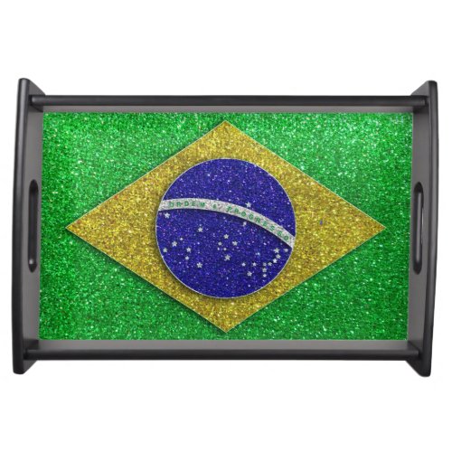 Brazilian Flag Family Keepsake Brazil Glitter Serving Tray
