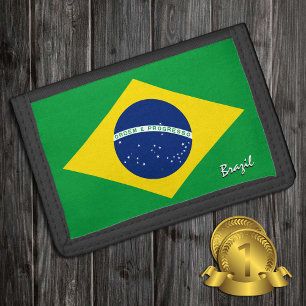 Brazilian flag fashion, Brazil patriots / sports Trifold Wallet