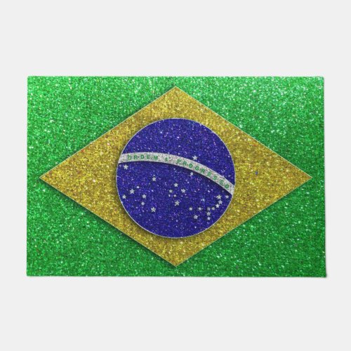 Brazilian Flag Glitter Travel Brazil Welcome Home Doormat