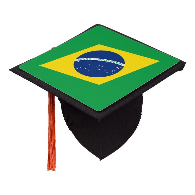 Brazilian flag graduation cap topper (Angled)