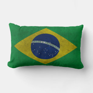 Brazilian flag Grunge style Lumbar Pillow
