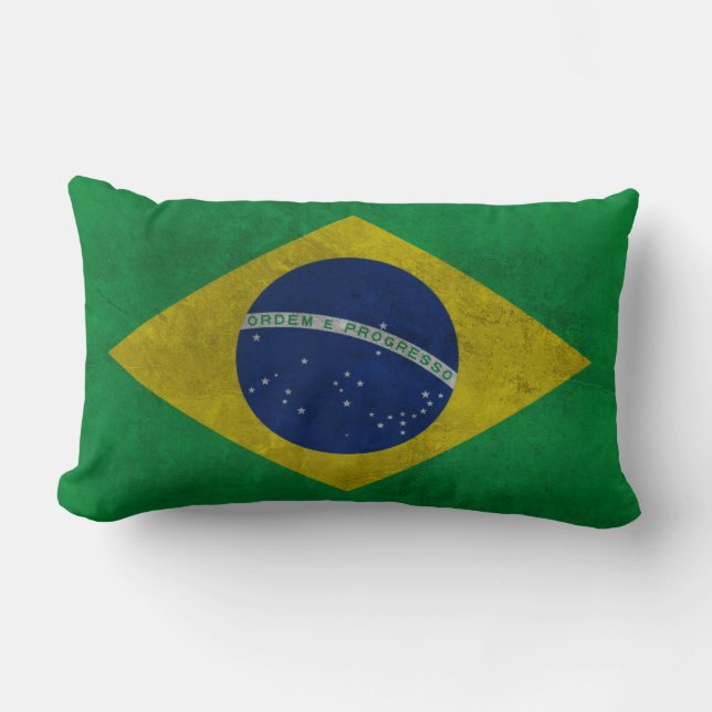 Brazilian flag Grunge style Lumbar Pillow (Front)