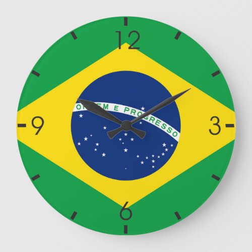 Brazilian Flag Large Clock