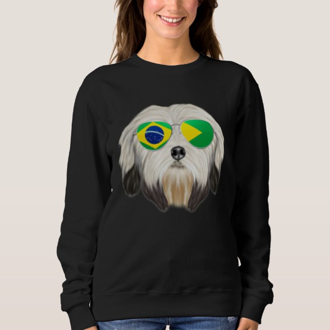 Brazilian Flag Lowchen Dog Brazil Pocket Sweatshirt (Front)